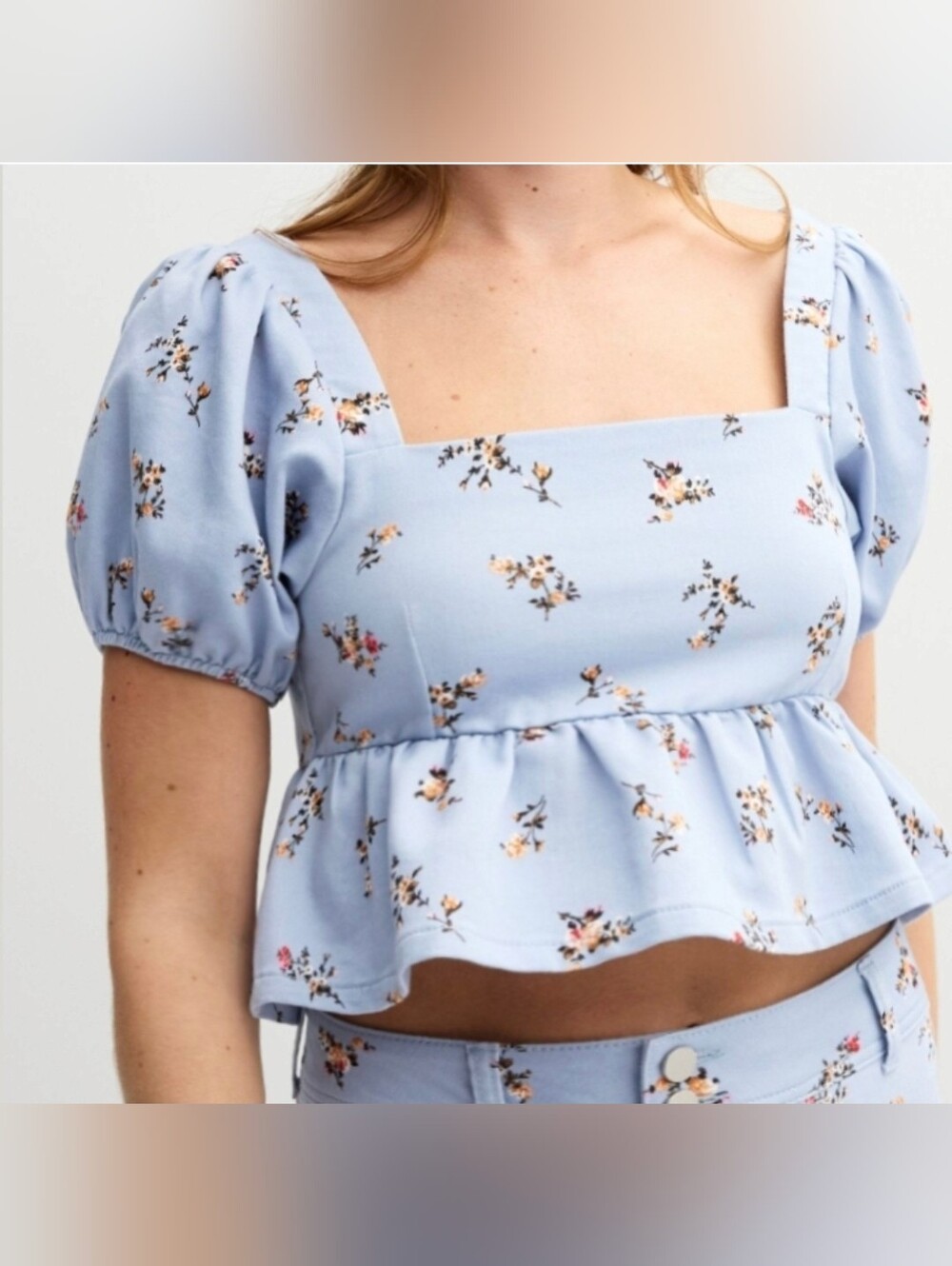Tinseltown Love | Cottagecore Floral Peplum Crop Top | Juniors XXL | NWT
